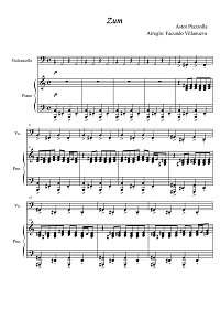 Пьяццолла - Zum для виолончели - Клавир - первая страница
